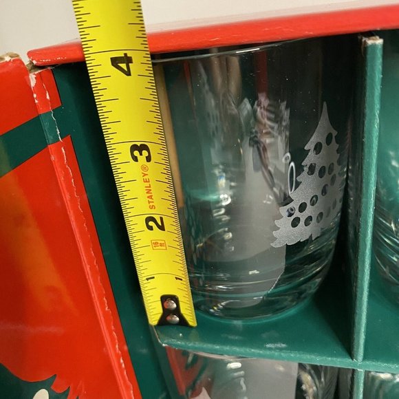 St. George Crystal tumblers set of 4 Christmas On-The-Rocks Xmas tree decor 4" - Picture 7 of 7